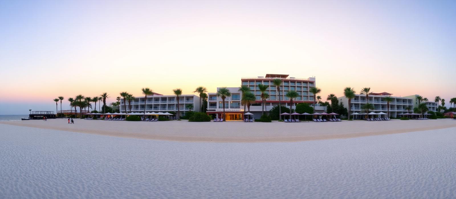 Beachfront resort at dawn